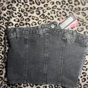 Prettylittlething Gray Denim Tube Top